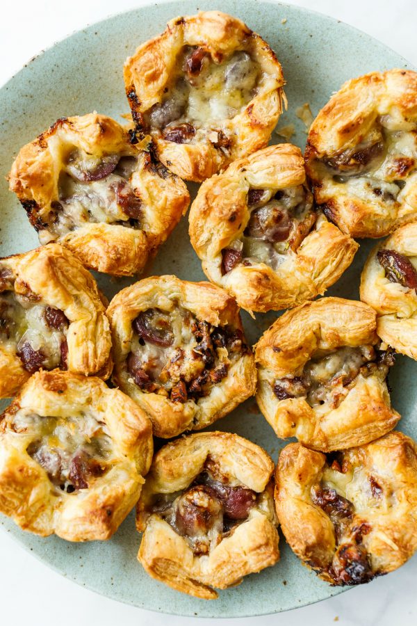 platter of Grape Gruyere Puff Pastry Bites