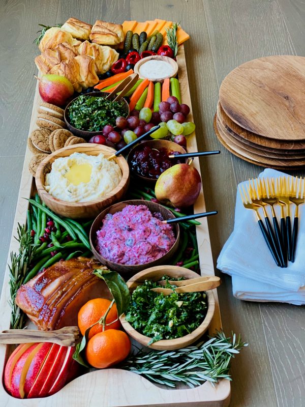 beautiful Holiday Dinner Board with ham