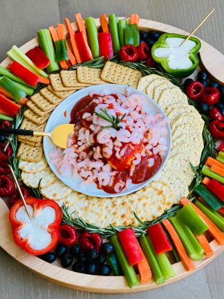 PARTY Holiday Shrimp Cocktail Crudités Board