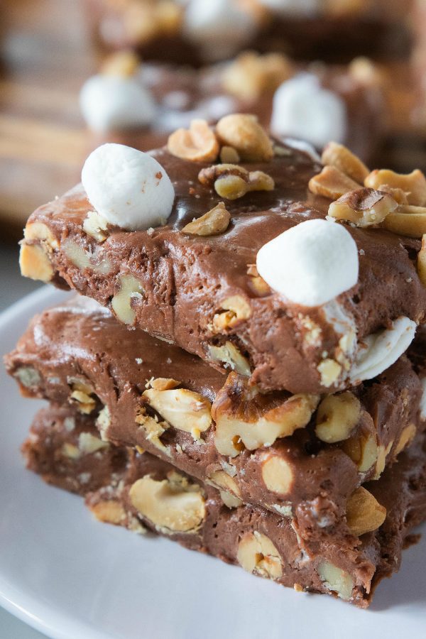 rocky road fudge with marshmallows