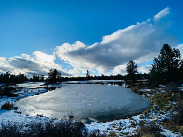 winter skies in Sunriver, OR