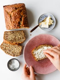 slice of banana bread with dates