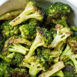 bowl of oven roasted broccoli