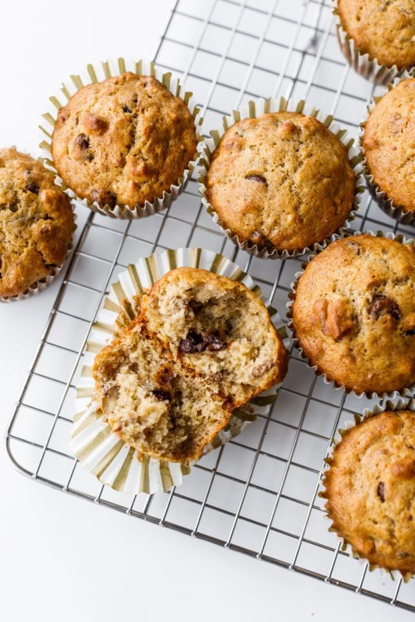 a bite of Banana Chocolate Chip Muffin