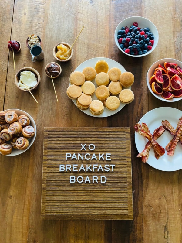 XO pancake sign with board ingredients