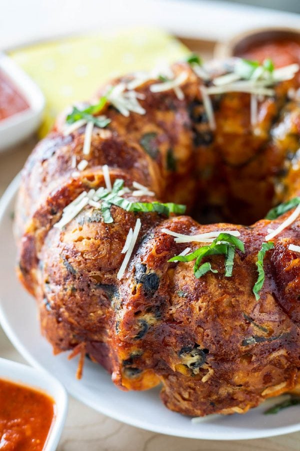 pull apart charcuterie bread with basil