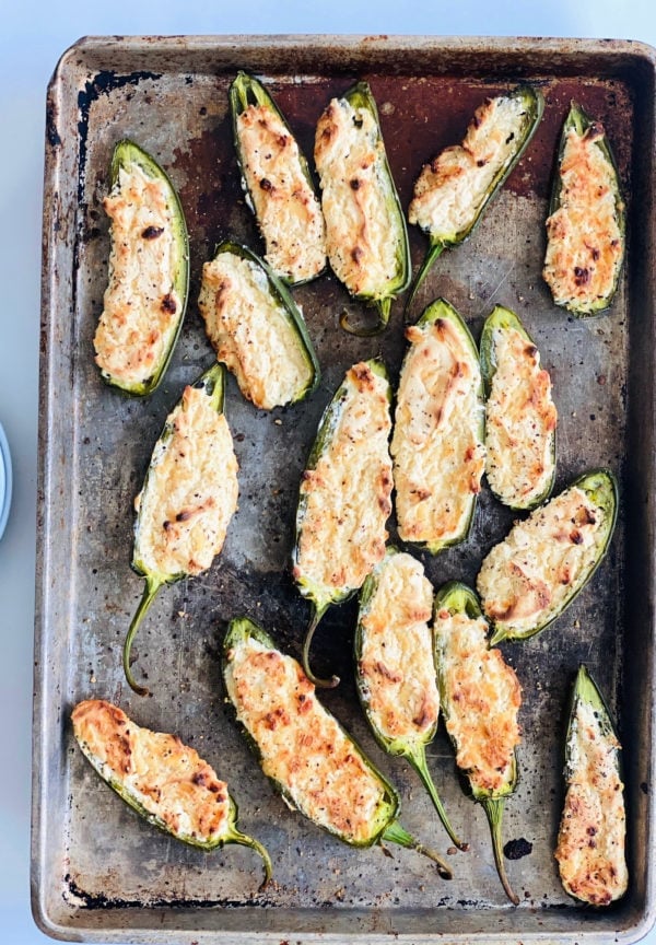pan of Cheesy Baked Jalapeño Poppers