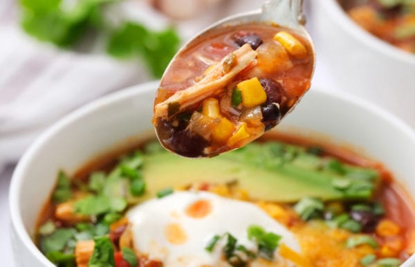 spoonful of Slow Cooker Chicken Enchilada Soup