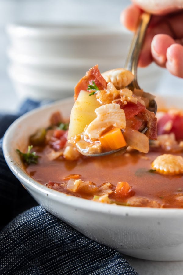 spoonful of Manhatten Clam Chowder