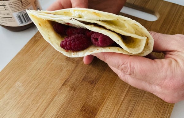 folding a tortilla for tortilla hack wrap