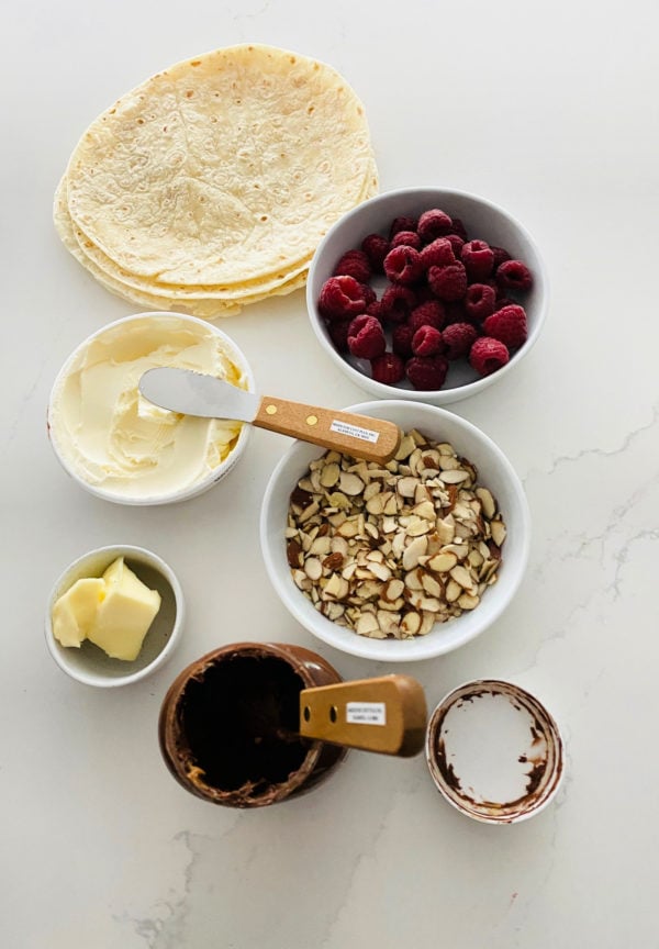 Raspberry Nutella Tortilla Wrap Hack ingredients