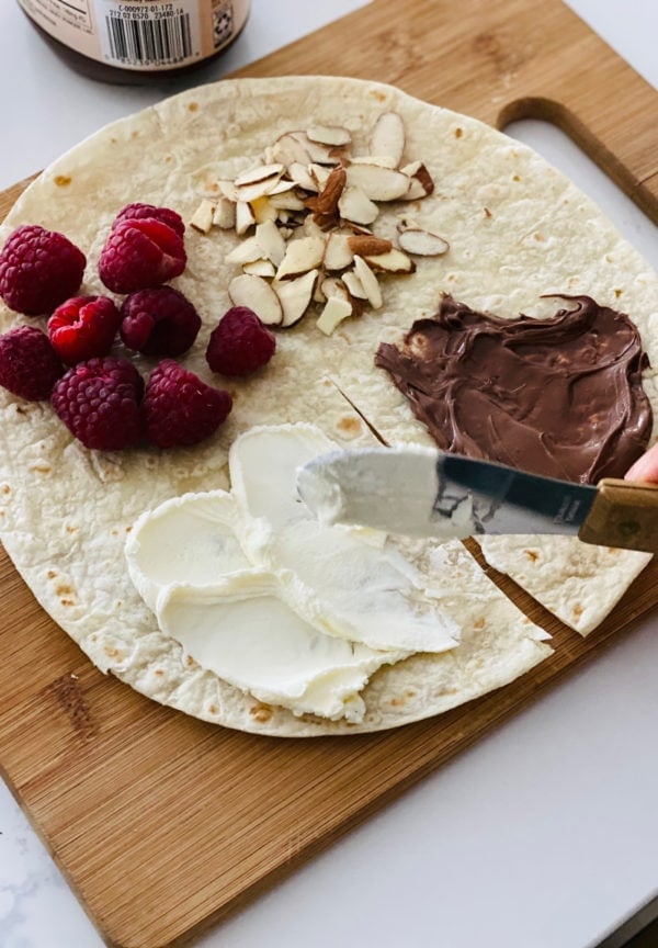 ingredients for Raspberry Nutella Tortilla Wrap