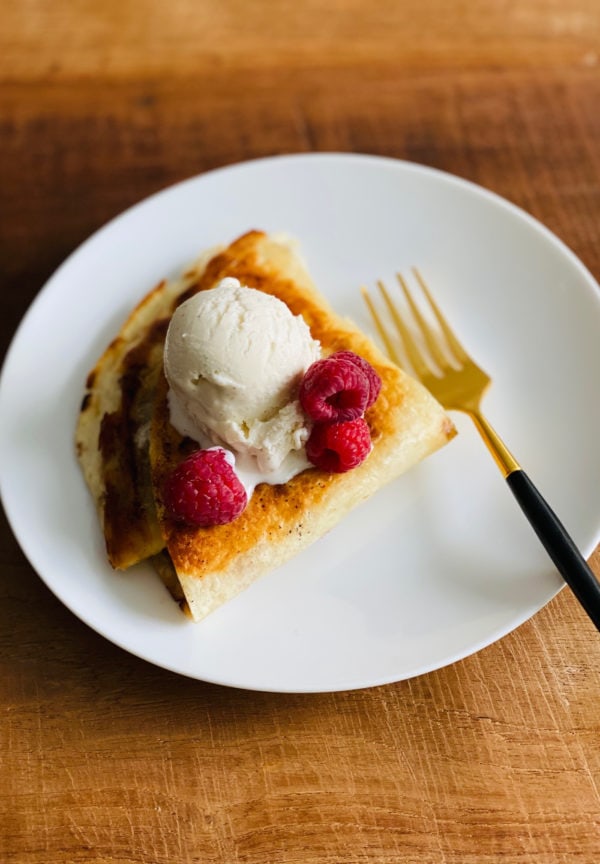 a Raspberry Nutella Tortilla Wrap on a plate