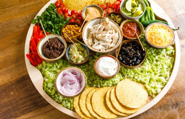 chicken tostada taco board