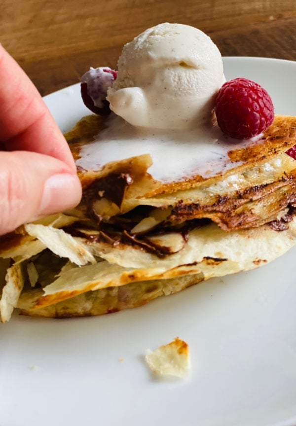 layers of Raspberry Nutella Tortilla Wrap