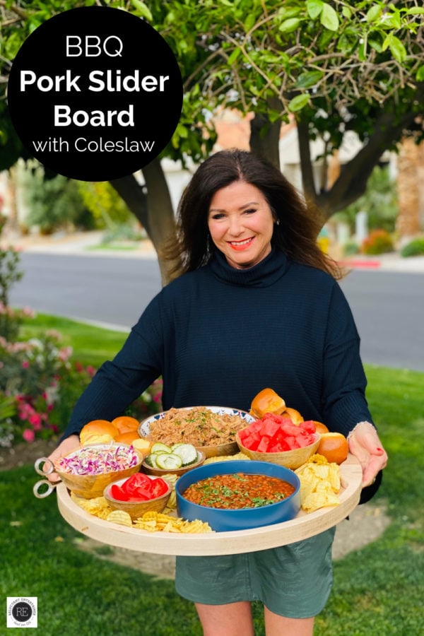 woman holding a BBQ Pork Slider Board
