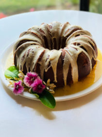 Orange Bundt Cake on white plate