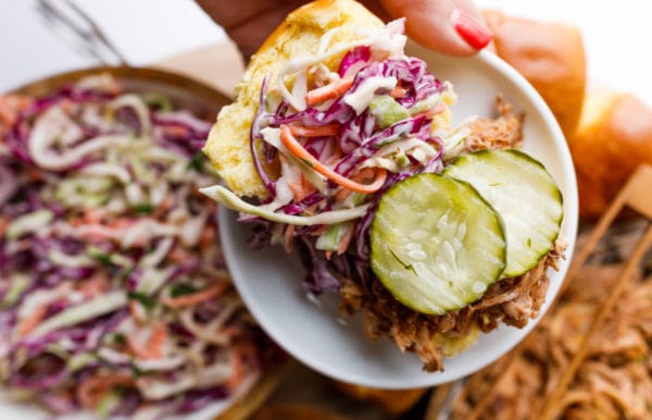 slider with slaw and pickles