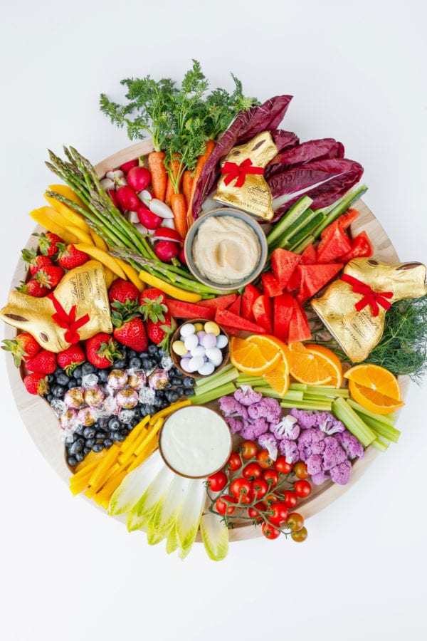 a round vegetable platter for Easter