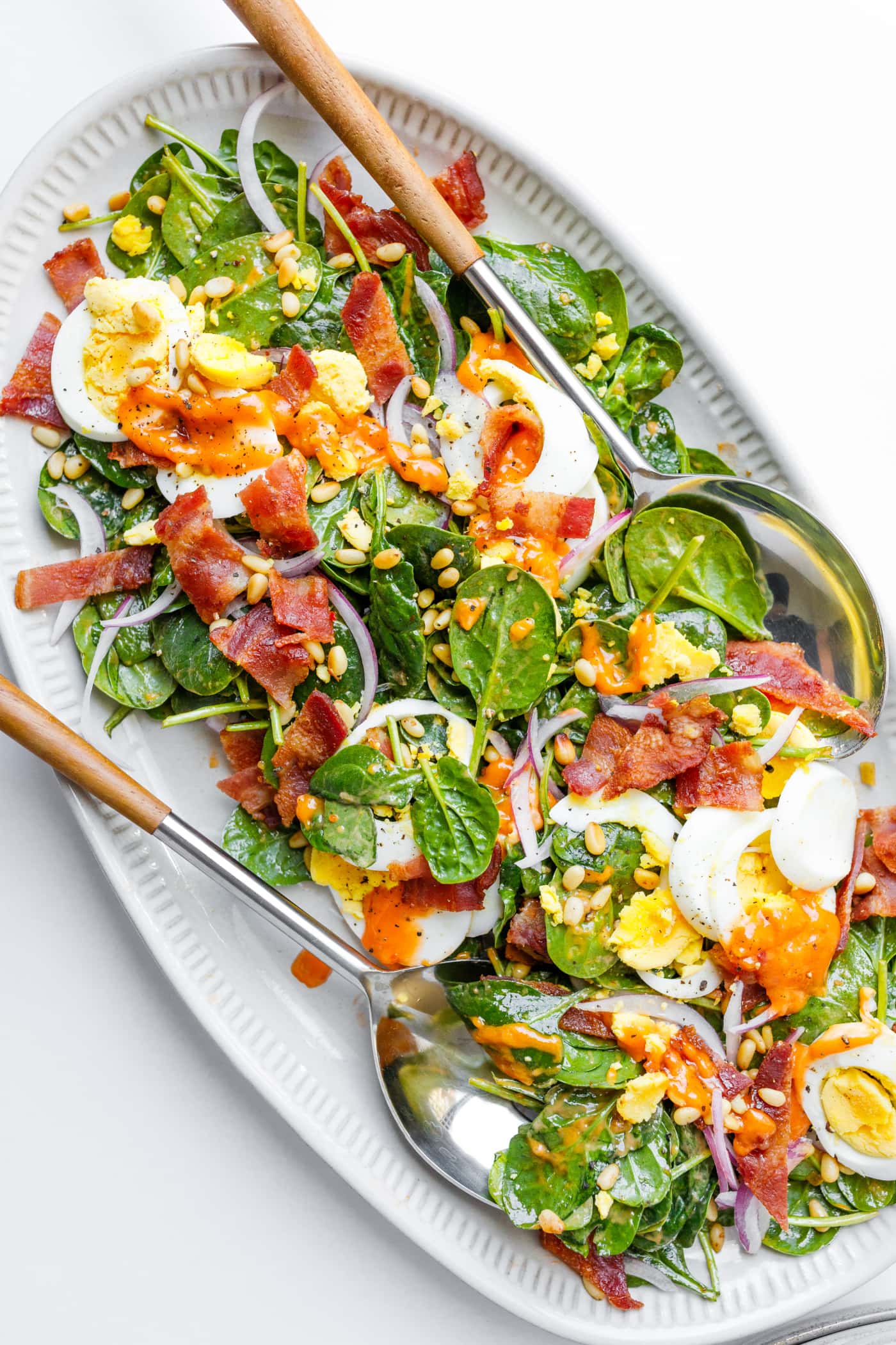Spinach Salad with Warm Bacon Dressing - Reluctant Entertainer