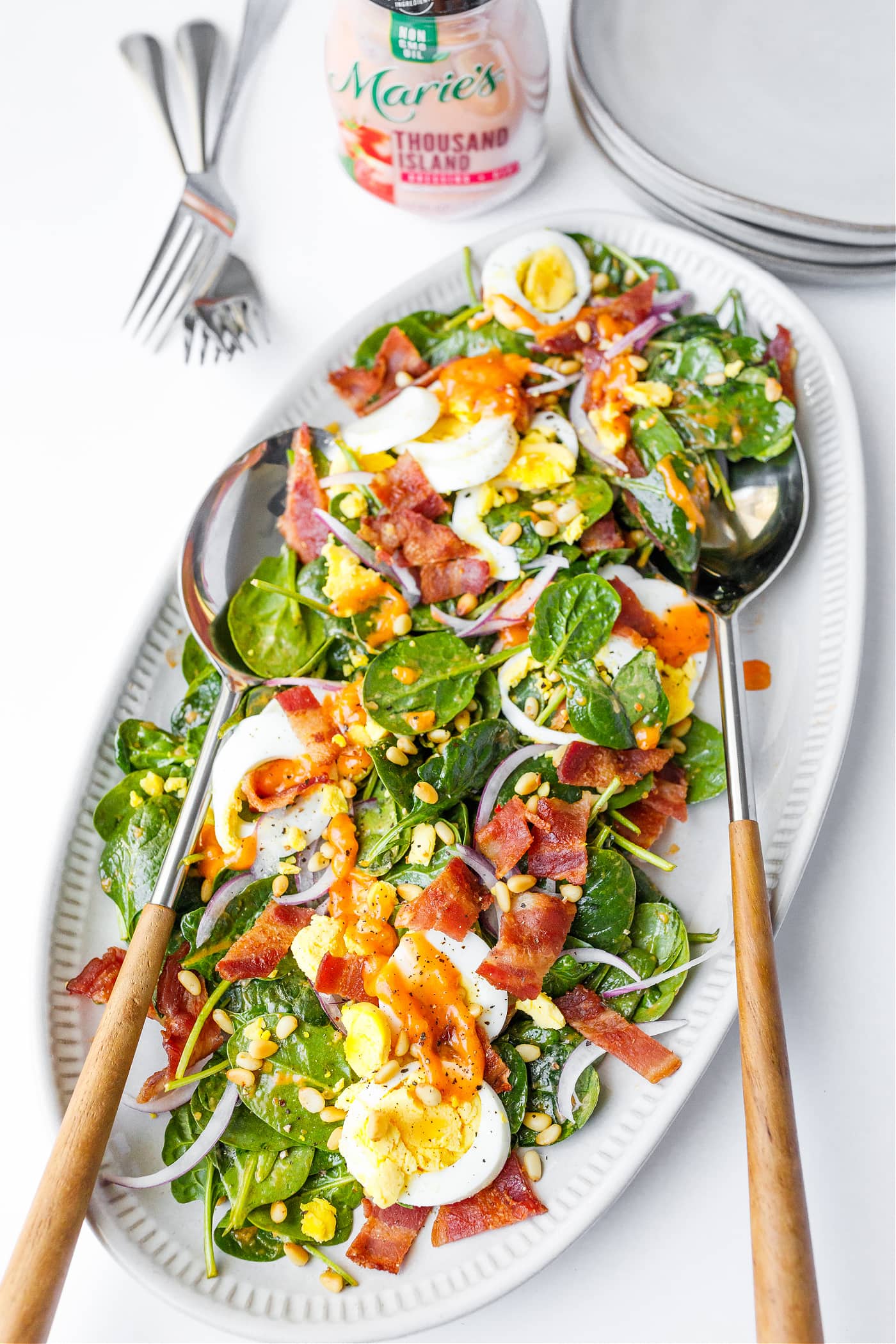 Spinach Salad with Warm Bacon Dressing - Reluctant Entertainer