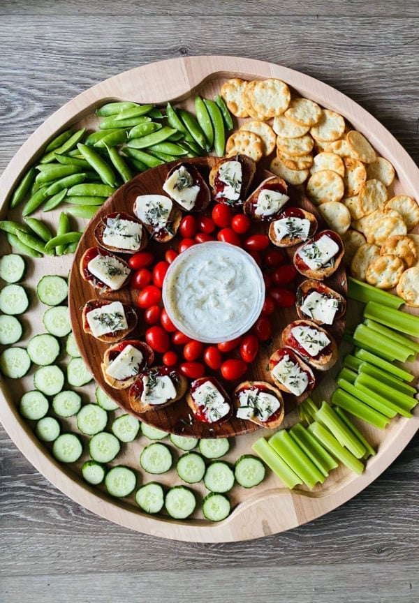 Strawberry Brie Crostini on appetizer board