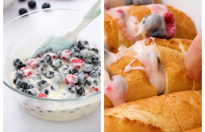 adding berries to baguette