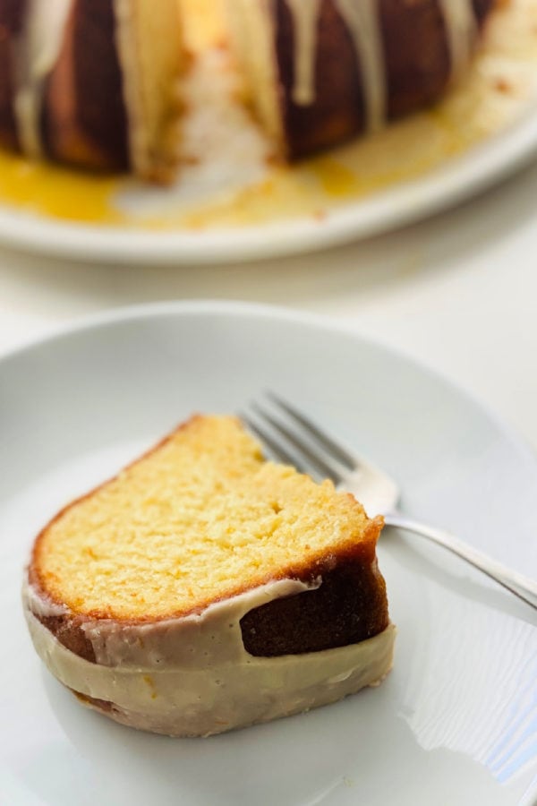 slice of orange bundt cake