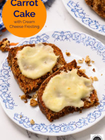 2 slices of carrot cake with cream cheese frosting