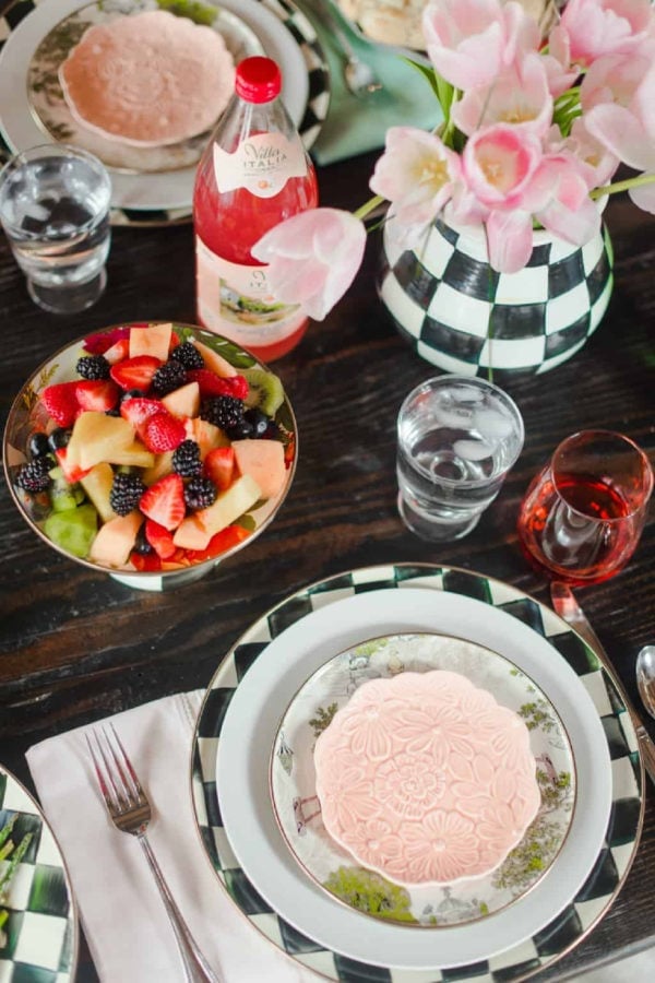 setting the table for Easter with fruit salad