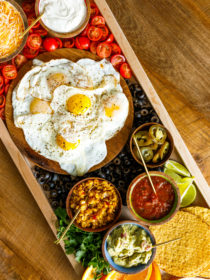 jammy eggs on breakfast board