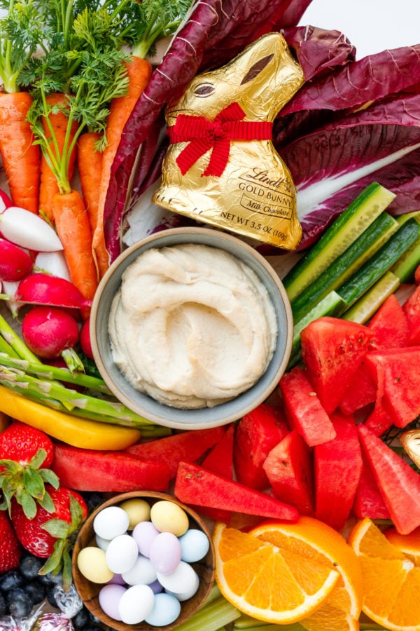 chocolate bunny with crudite veggies