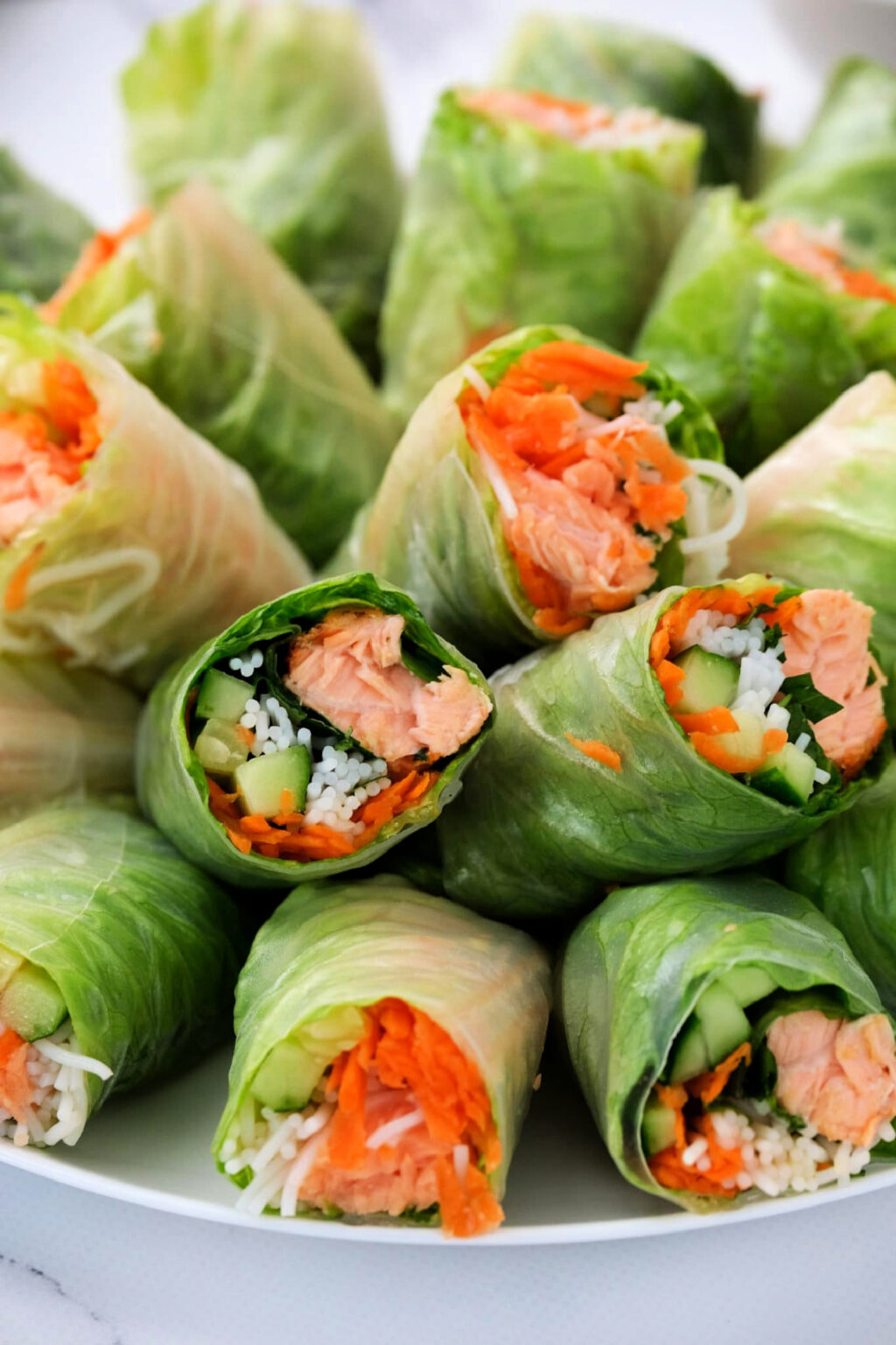 Easy Salmon Rolls Recipe with Peanut Sauce