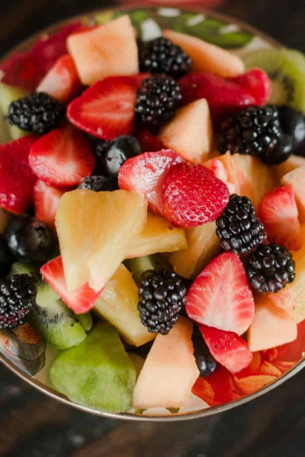 close up vanilla fruit salad