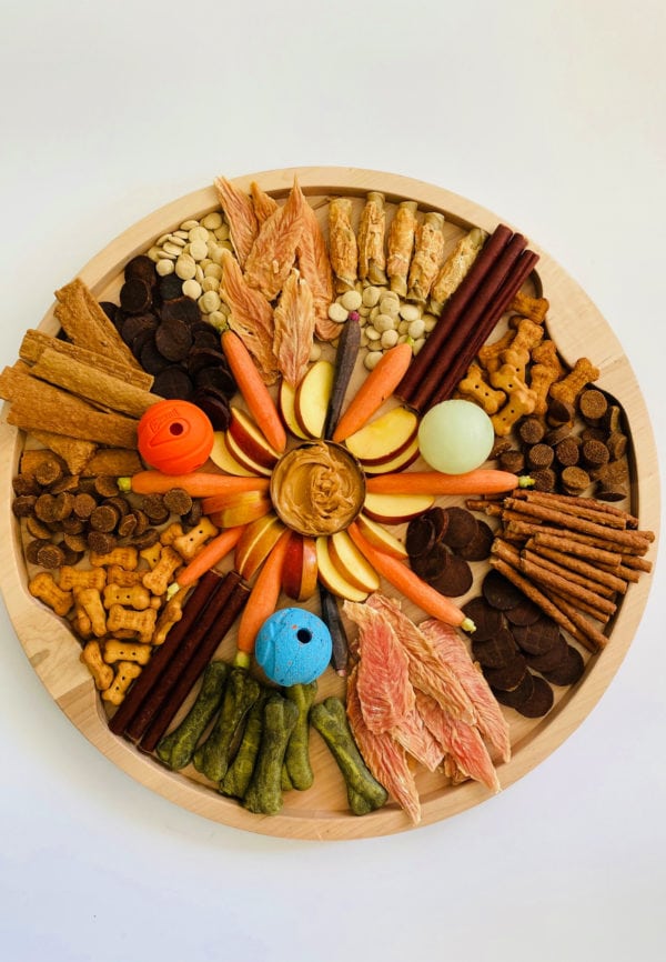 a round Charcuterie Board for Dogs