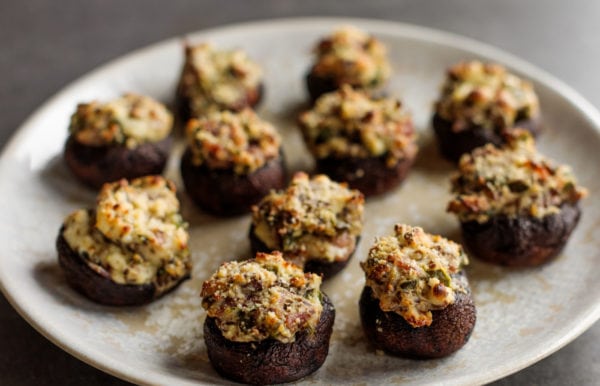 plate of Jalapeño Popper Stuffed Mushrooms