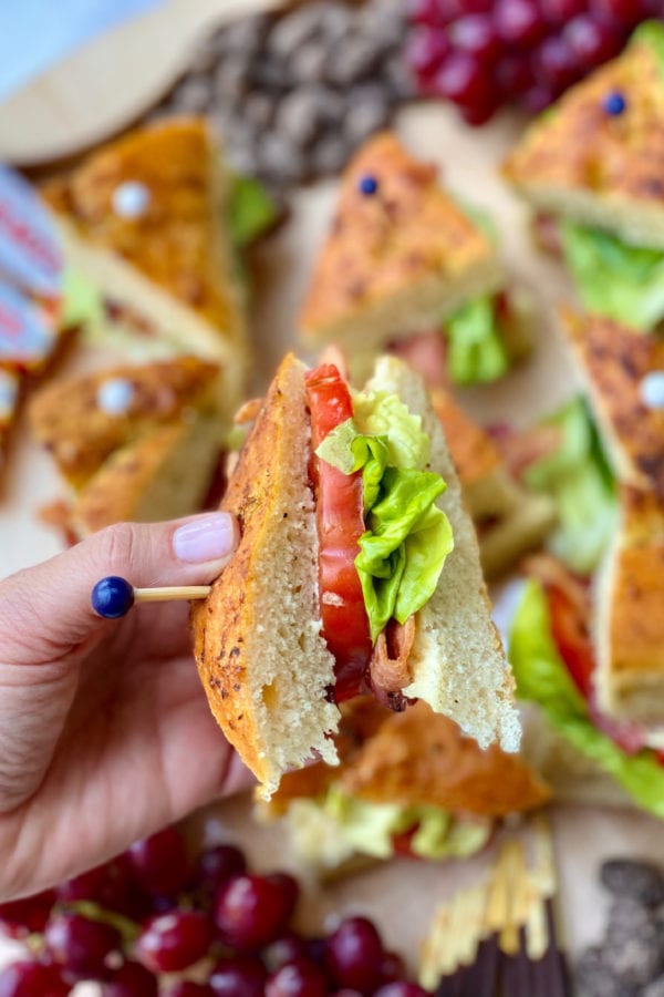 blt on focaccia bread