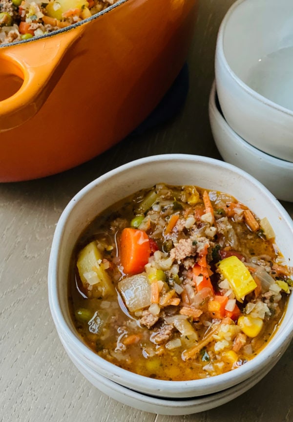 a bowl of Mom's Vegetable Beef Soup