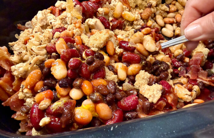 mixing beans in crock pot