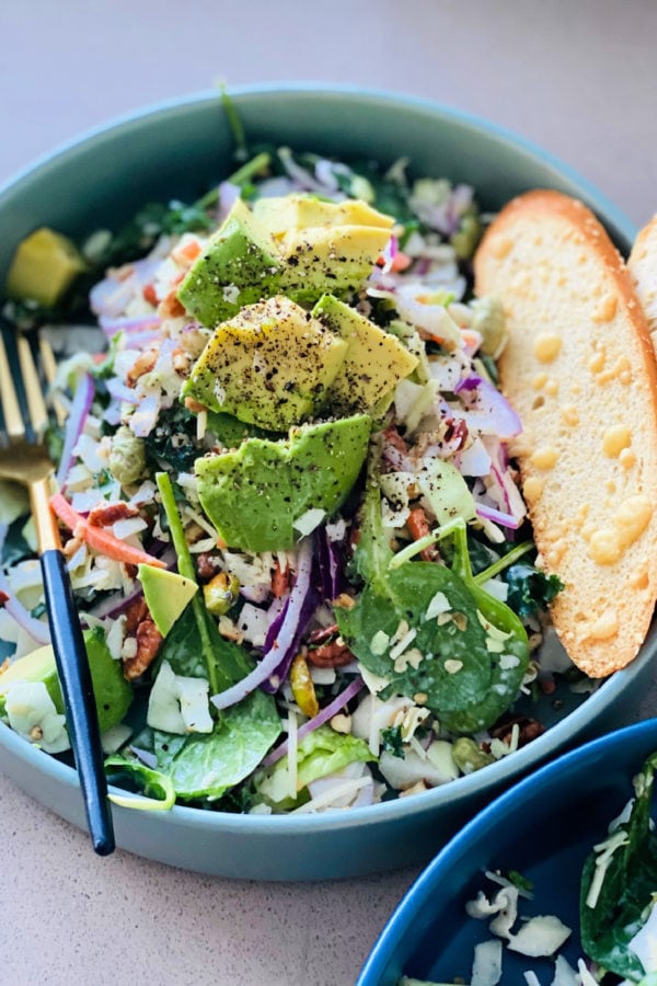 salad in a bag with avocados