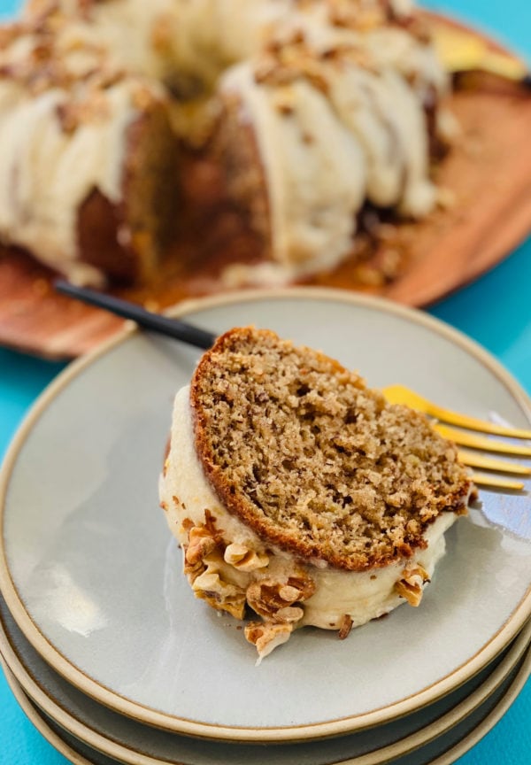 a slice of Sour Cream Banana Cake