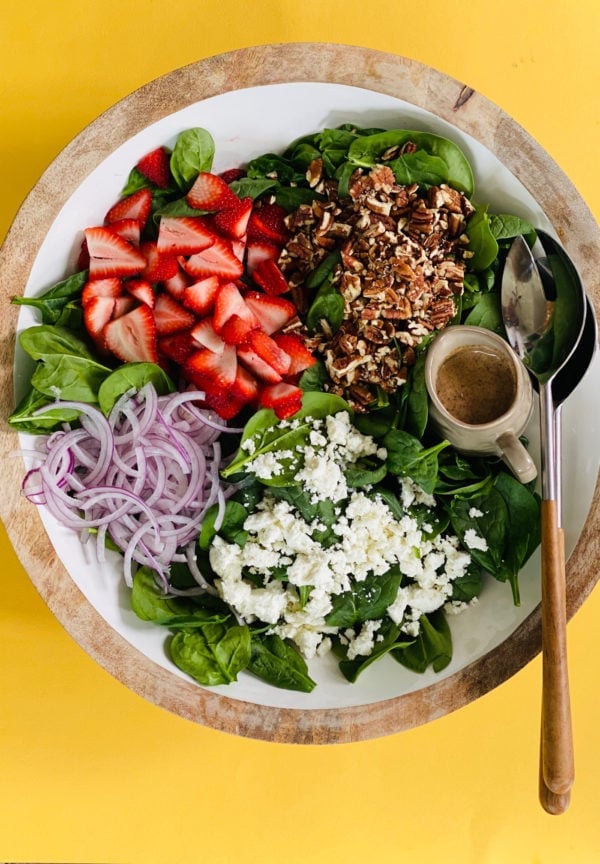 mango bowl of My Favorite Strawberry Spinach Salad