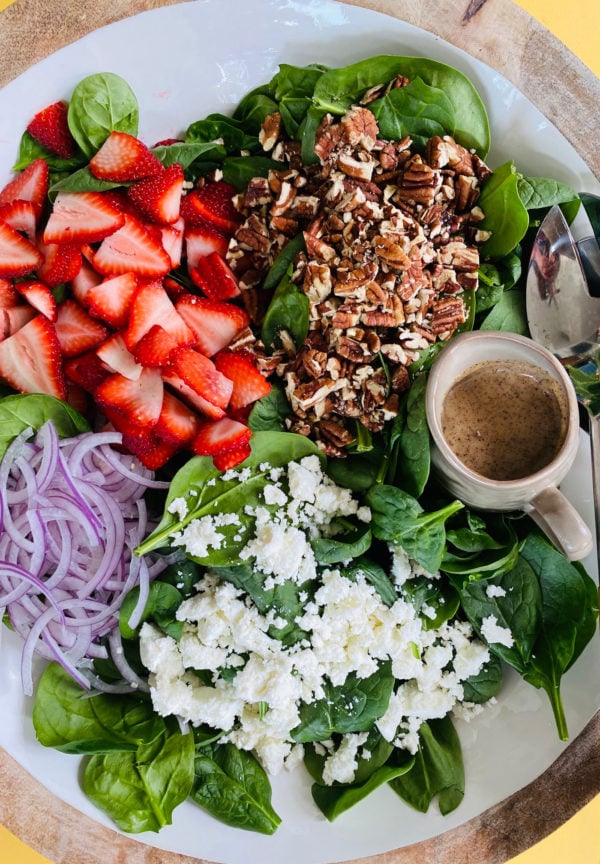 My Favorite Strawberry Spinach Salad with pecans