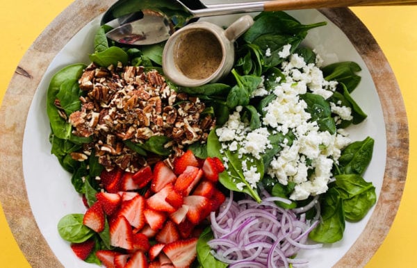 My Favorite Strawberry Spinach Salad with goat cheese