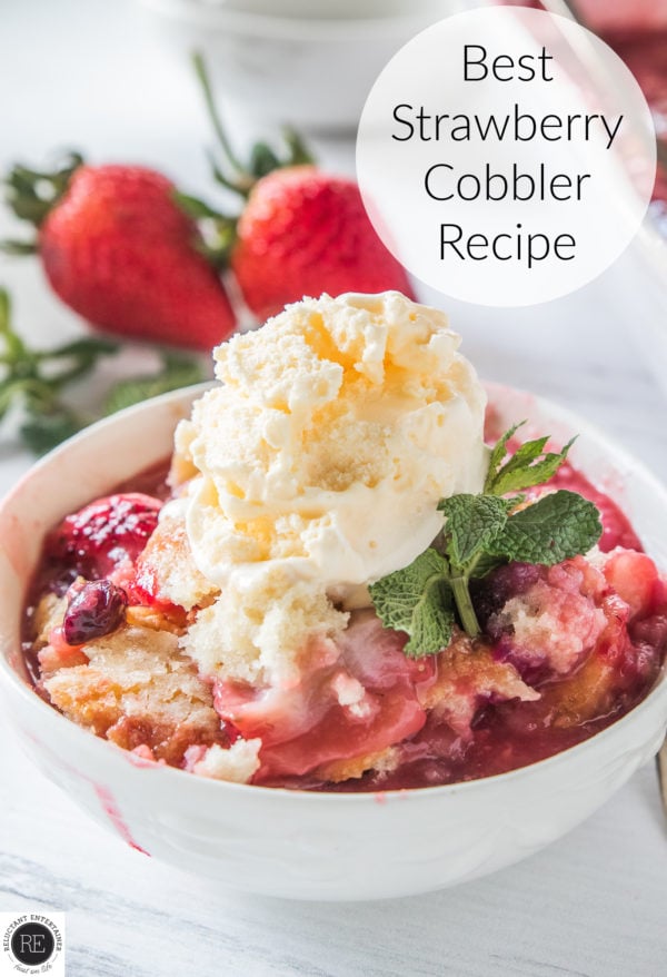 bowl of Best Strawberry Cobbler Recipe
