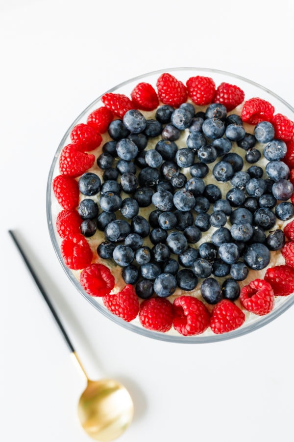 red and blue berries for trifle