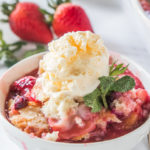 Best Strawberry Cobbler with vanilla ice cream