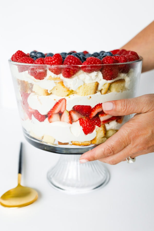 holding a Best Strawberry Trifle Recipe