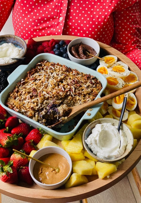 spoonful of Baked Oatmeal on Breakfast Board