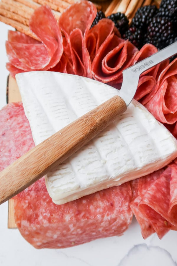 soft brie cheese with salami